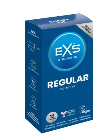 EXS Regular Condoms 12-Pack – Natural Latex & Silicone Lubricated