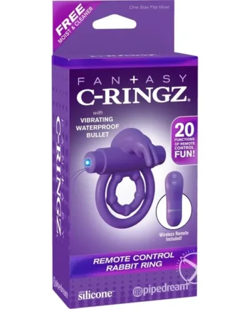 Fantasy C-ringz Remote Control Rabbit Vibrating Penis Ring Silicone Purple