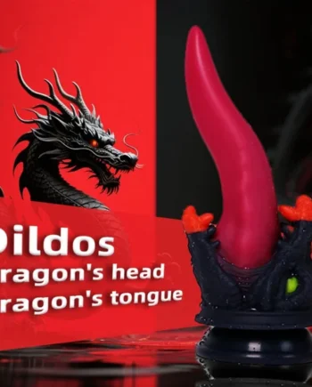 Fantasy Dragon Head Insertion Dildo Plug – Blood-Red Silicone G-Spot Stimulation Toy