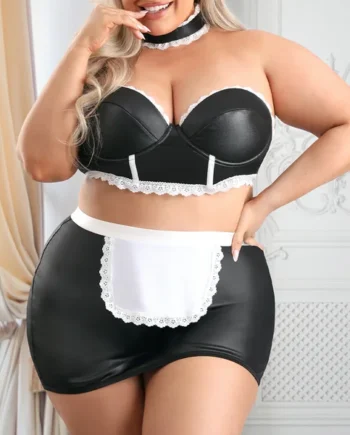 Fantasy Lingerie 5-Star Service Wet Look Maid Costume - Curvy
