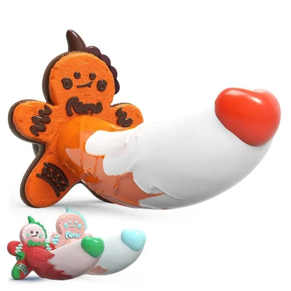 Fantasy Silicone Monster Dildo – Colorful Gingerbread Man & Dragon Design with Suction Cup