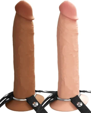 Fantasy X-Tensions Elite 9" Hollow Silicone Strap-On Dual Density Dildo & Harness Kit