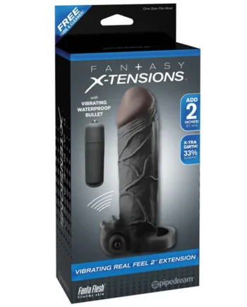 Fantasy X-tensions Vibrating Real Feel 2" Extension W-ball Strap - Black