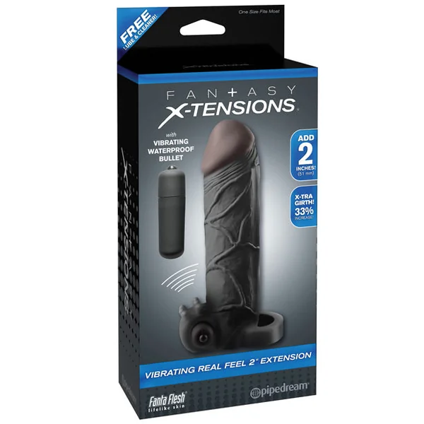 Fantasy X-tensions Vibrating Real Feel 2" Extension W-ball Strap - Black