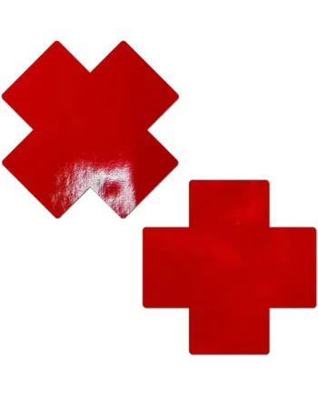 Faux Patent Leather Red Cross Breast Covers