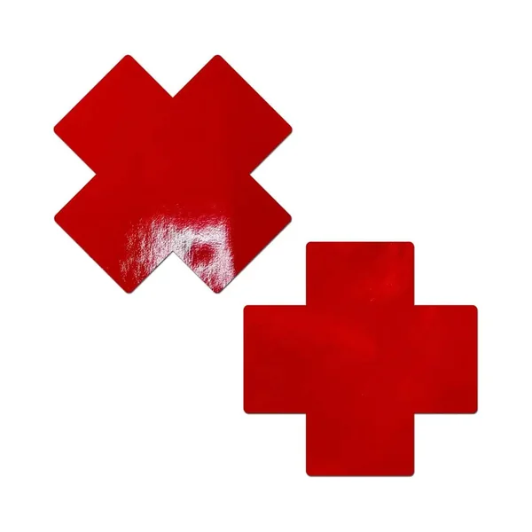 Faux Patent Leather Red Cross Breast Covers