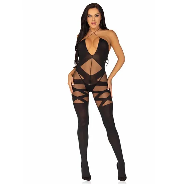 Feels Like Love Opaque Bodystocking - One Size - Black