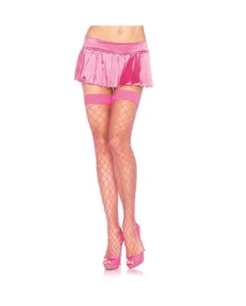 Fence Net Thigh Highs - One Size - Neon Pink