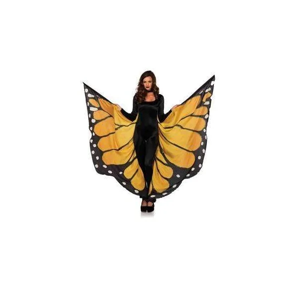 Festival Butterfly Wing Halter Cape - Orange- - One Size - Black