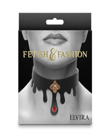 Fetish and Fashion Elvira Collar – Black/Gold