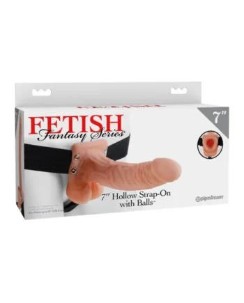 FETISH FANTASY 7 HOLLOW STRAP ON W/BALLS FLESH “