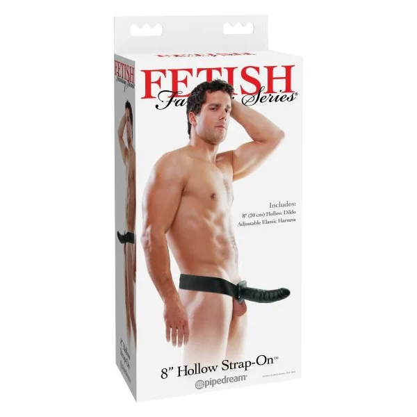 FETISH FANTASY 8IN HOLLOW STRAP ON BLACK