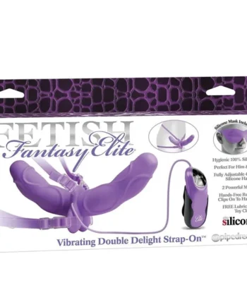 FETISH FANTASY ELITE - VIBRATING DOUBLE DELIGHT STRAP-ON PURPLE