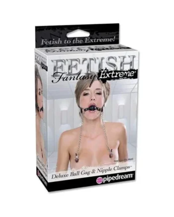 Fetish Fantasy Extreme Deluxe Ball Gag and Nipple Clamps