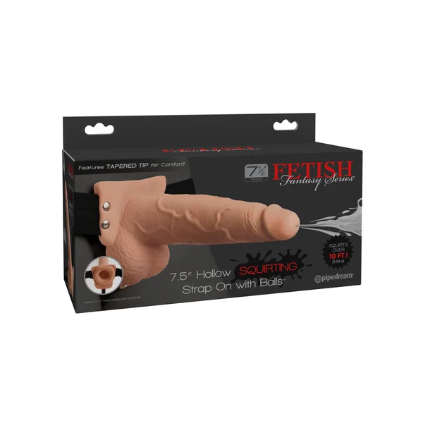 Fetish Fantasy Series 7.5 Inch Hollow Squirting Strap-on With Balls - Flesh