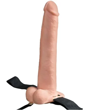 FETISH FANTASY SERIES - ADJUSTABLE HARNESS REALISTIC PENIS WITH BALLS RECHARGEABLE AND VIBRATOR 28 CM