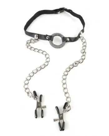 Fetish Fantasy Series O Ring Gag With Nipple Clamps