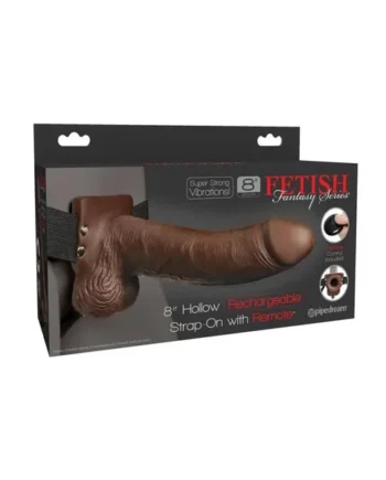 Fetish Fantasy Series Rechargeable Hollow Strap-on Dildo with Balls and Harness with Wireless Remote Control 8in