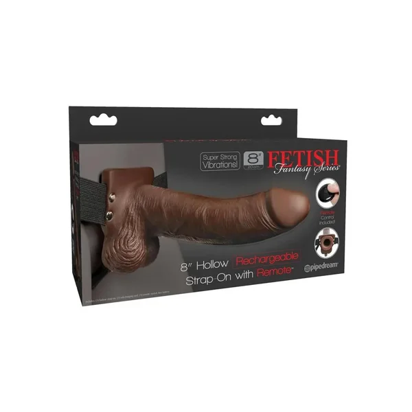 Fetish Fantasy Series Rechargeable Hollow Strap-on Dildo with Balls and Harness with Wireless Remote Control 8in