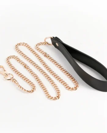 Fetish & Fashion Nyx Black & Gold Faux Leather Chain Leash