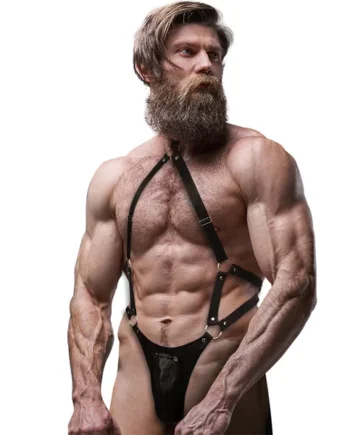 FETISH SUBMISSIVE ATTITUDE - MEN'S ECO-LEATHER JOCK STRAP HARNESS