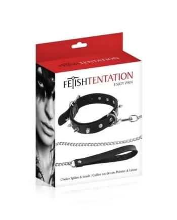 Fetish Tentation Choker with Metal Spikes and Rings