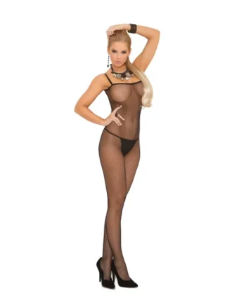 Fishnet Criss Cross Body Stocking Style - Black - One Size