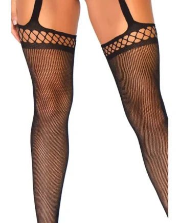 Fishnet Crotchless Teddy - One Size - Black