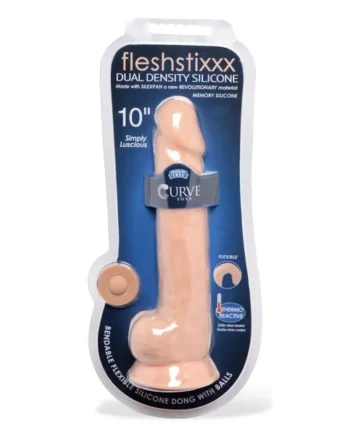 FLESHSTIXXX 10IN SILICONE DILDO W/ BALLS VANILLA