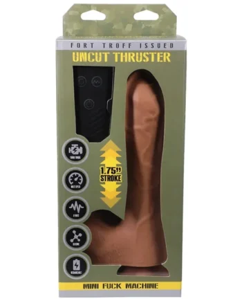 Fort Troff Uncut Thruster Mini Fuck Machine Rechargeable Remote-Controlled Silicone 8.5 in. Thrusting Dildo Tan