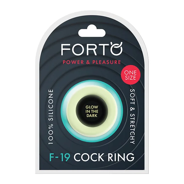 Forto F-19 Two Tone Liquid Silicone Cock Ring - Black-glow In The Dark