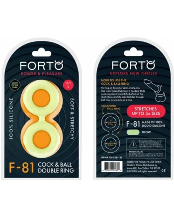 Forto F-81 Liquid Silicone Cock & Ball Double Ring Large Glow