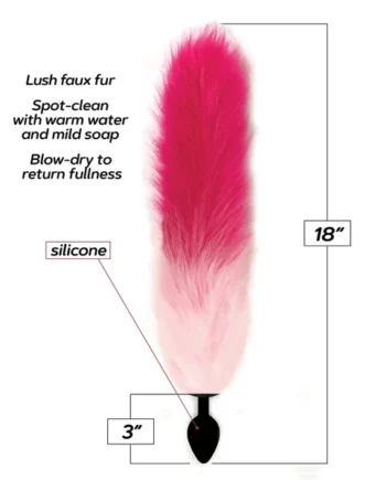 Foxy Fox Tail Silicone Butt Plug - Pink Gradient