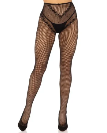 French Cut Crotchless Fishnet - One Size - Black