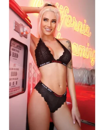 Fuck Off Lace Bralette and Cheeky Panty - ml