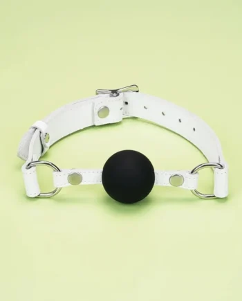 Fuji White Collection Leather & Silicone Ball Gag