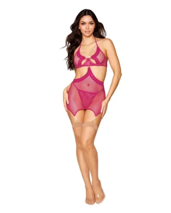 Garter Slip and G-String - One Size - Beet