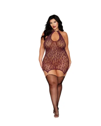 Garter Slip Dmnd - Queen Size - Cherry Lacquer