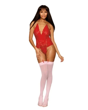 Garter Teddy - One Size - Ruby