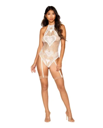 Garter Teddy - One Size - White