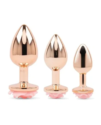 Gemsations 3 Piece Rose Metal Butt Plug Training Set