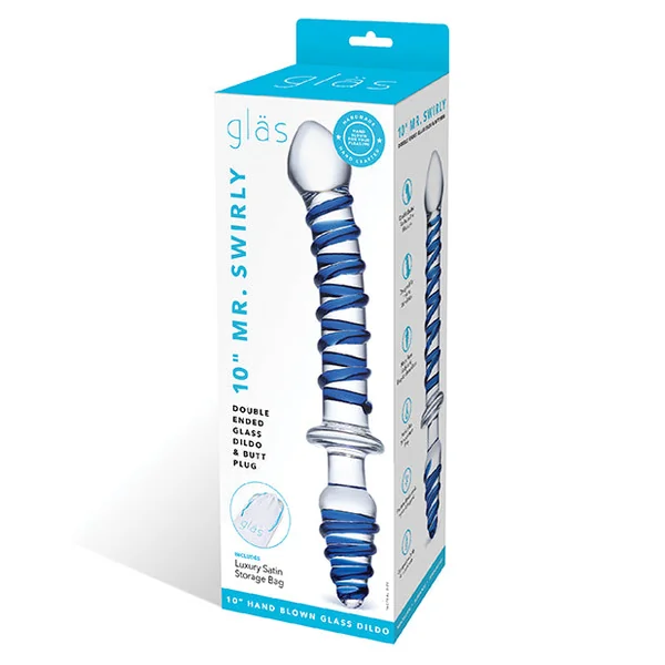 Glas 10" Mr. Swirly Double Ended Glass Dildo & Butt P