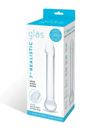 Glas 7″ Realistic Head Glass Dildo – Clear