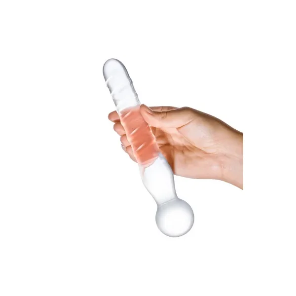 Glas 8 in. Joystick Clear Glass Dildo
