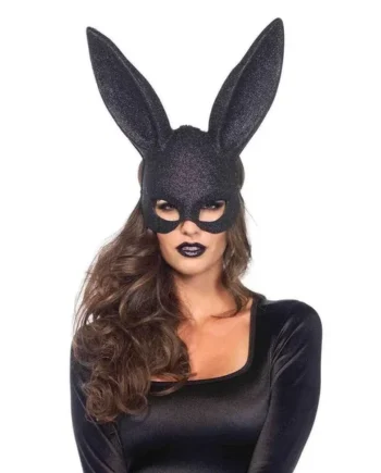 Glitter Masquerade Rabbit Mask 6bx Black