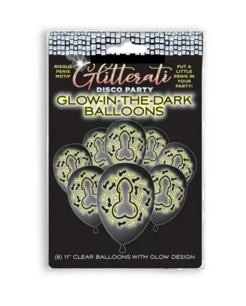Glitterati Penis Glow in The Dark Ballons (8 per Pack)