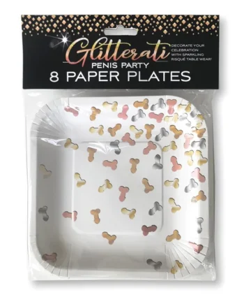 Glitterati Penis Party Paper Plates - 8 Count