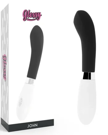 Glossy john vibrator black stimulation clitoris sex toy curve women