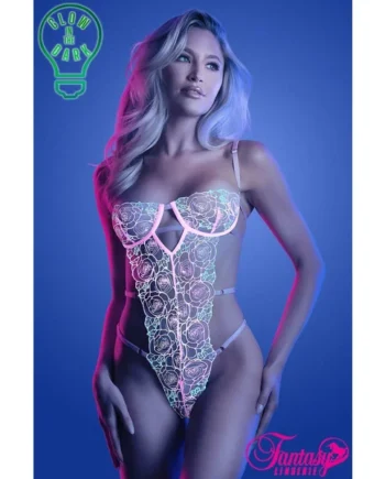 Glow Floral UV Teddy by Fantasy Lingerie