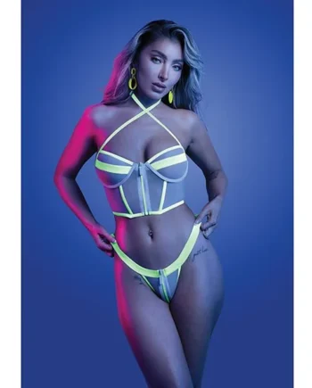 Glow Supernatural Glow-in-the-Dark Zipper Bralette & Thong